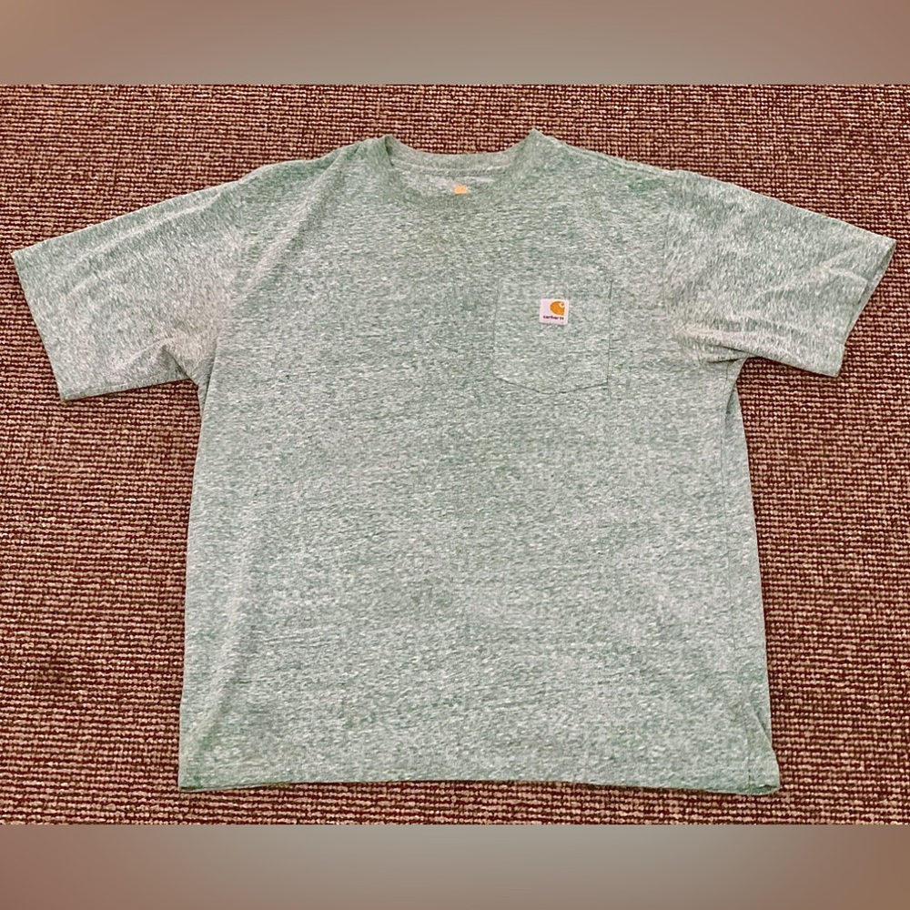 Men's Large Rare Heather Green Carhartt Utility Pocket T Shirt